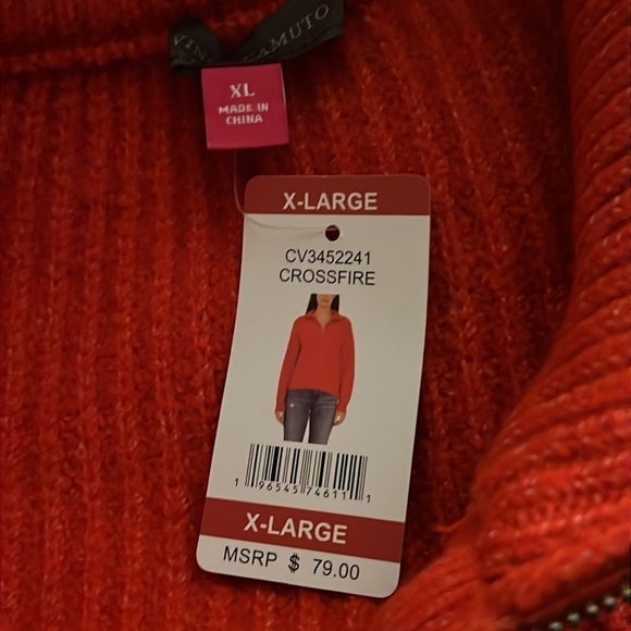Vince Camuto crossfire ribbed half zipper mock neck sweater Sz XL new - Picture 7 of 9